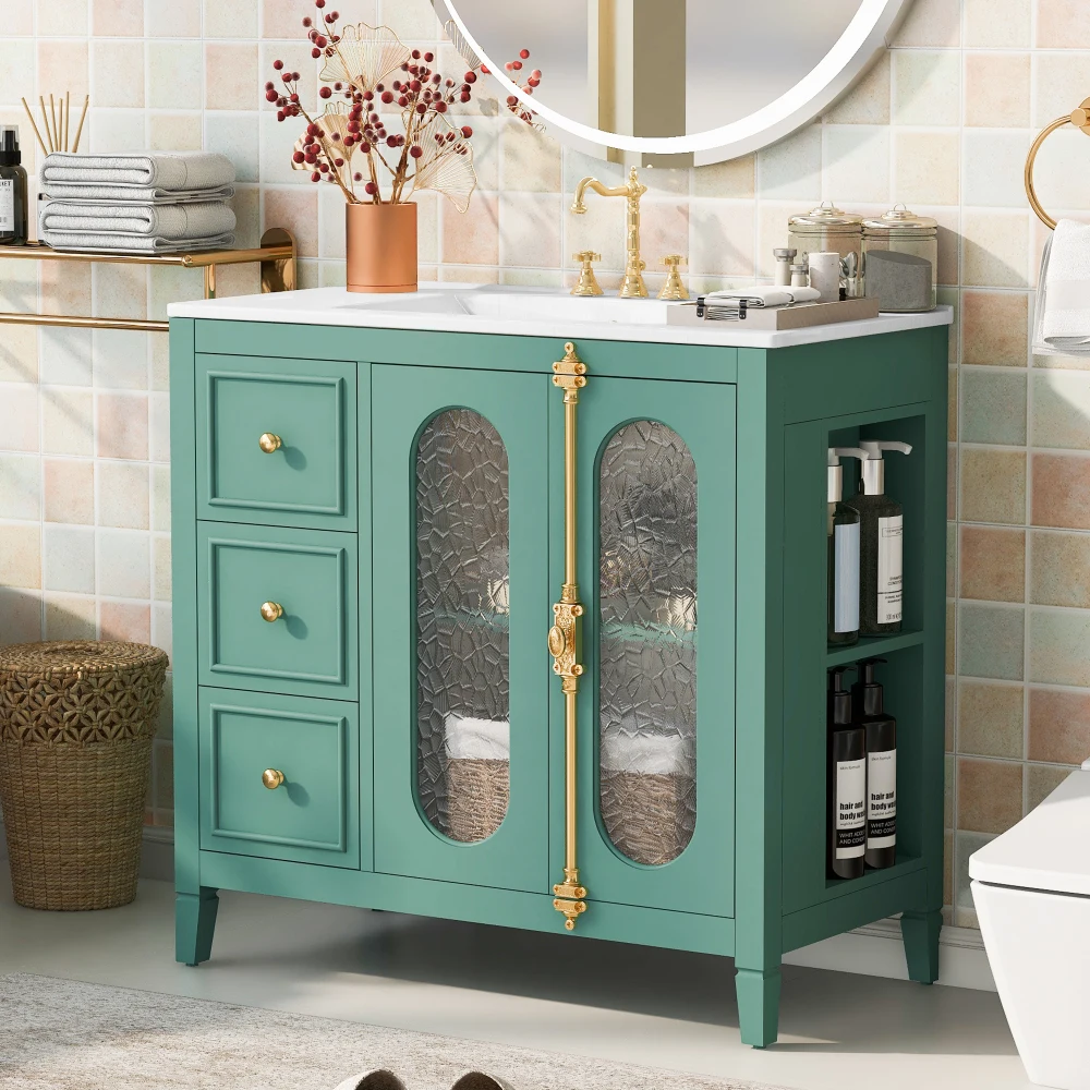 36-inch Bathroom Vanity with 2 Soft Close Doors, Solid Wood Frame Modern Bathroom Storage Cabinet with 3 Drawers
36-inch Bathroom Vanity with 2 Soft Close Doors, Solid Wood Frame Modern Bathroom Storage Cabinet with 3 Drawers
