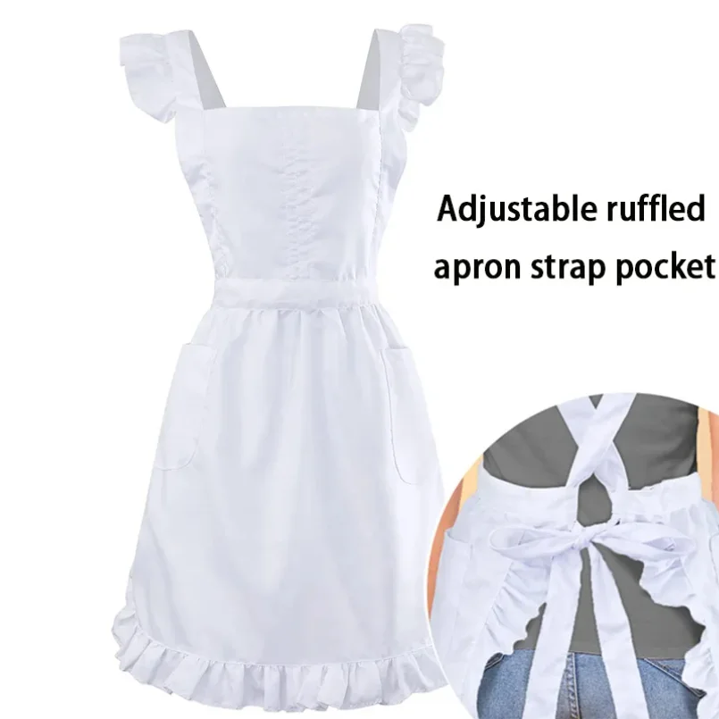 aWomens Girls Ruffles Outline Retro White Apron with Pockets Adjustable Victorian Bib Maid Cosplay Kitchen Baking Costume
aWomens Girls Ruffles Outline Retro White Apron with Pockets Adjustable Victorian Bib Maid Cosplay Kitchen Baking Costume