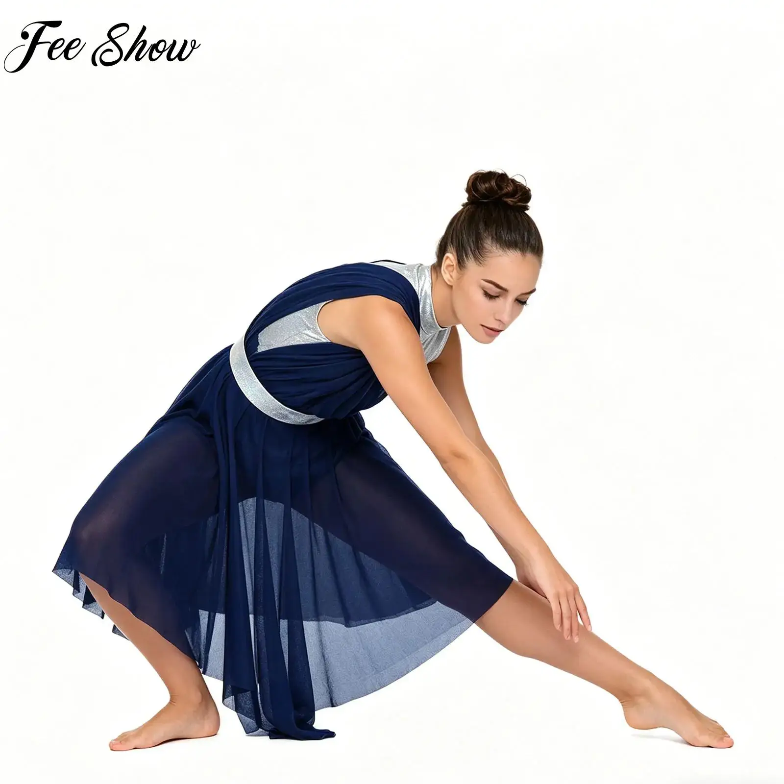 Women Lyrical Modern Dance Dress with Waist Belt Sleeveless Metallic Split Ballet Gymnastics Leotard Figure Skating Clothes
Women Lyrical Modern Dance Dress with Waist Belt Sleeveless Metallic Split Ballet Gymnastics Leotard Figure Skating Clothes