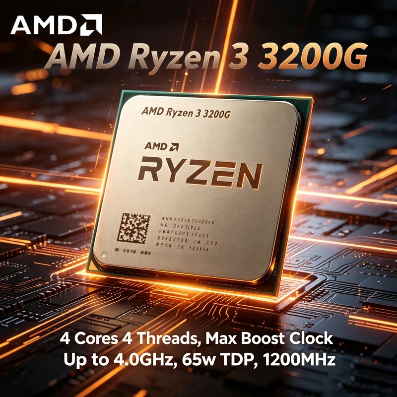 AMD Ryzen 3 3200G 4-Core 4-Thread 3.6GHz (4.0GHz Boost) 65W AM4 Desktop CPU with Radeon Vega 8 Graphics for Gaming
AMD Ryzen 3 3200G 4-Core 4-Thread 3.6GHz (4.0GHz Boost) 65W AM4 Desktop CPU with Radeon Vega 8 Graphics for Gaming