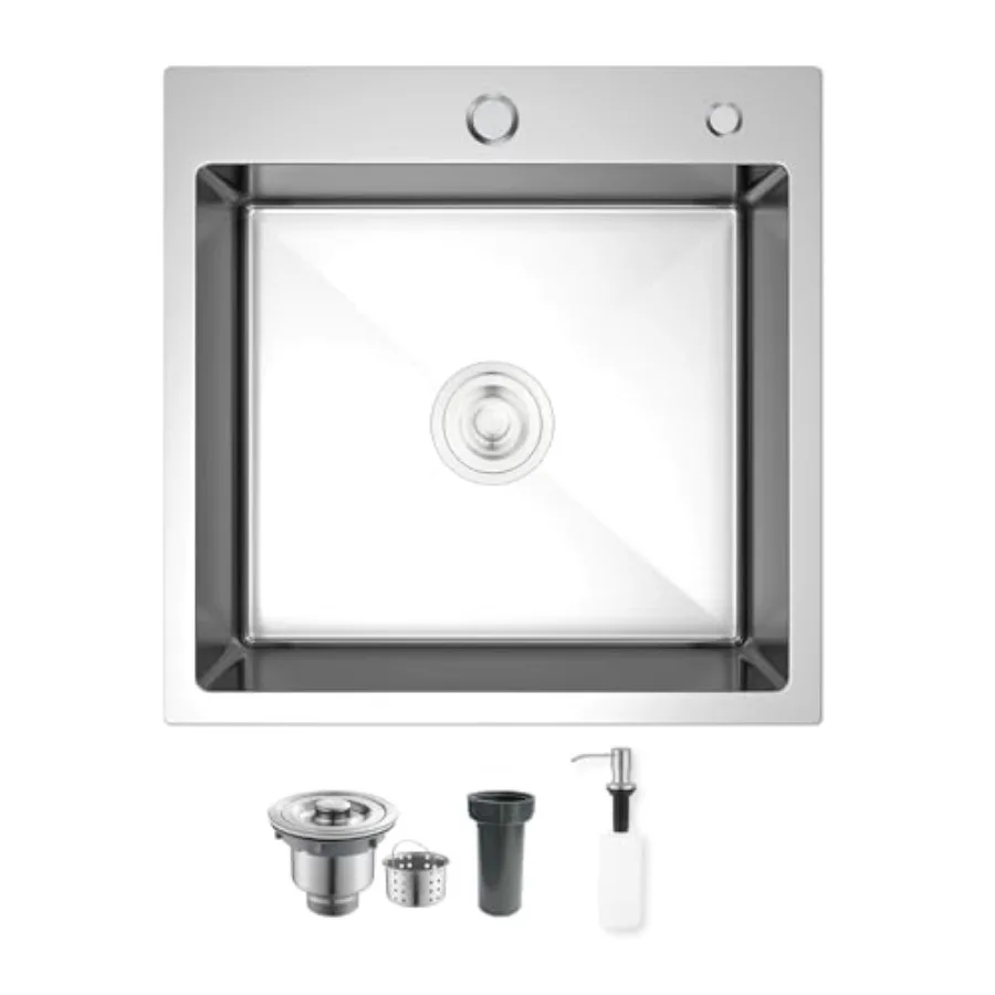 15 inch Drop In Bar Sink, 15x15" Single Bowl Topmount Steel Handmade 16 Gauge Top Counter for Wet Bar RV Outdoor Small Kitchen
15 inch Drop In Bar Sink, 15x15" Single Bowl Topmount Steel Handmade 16 Gauge Top Counter for Wet Bar RV Outdoor Small Kitchen
