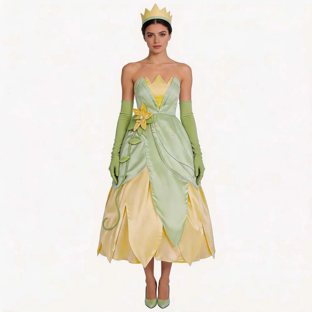 Deluxe Royal Princess Tiana Dress Women Ball Gown off Shoulder Dress Halloween Masquerade Carnival Party Costume
Deluxe Royal Princess Tiana Dress Women Ball Gown off Shoulder Dress Halloween Masquerade Carnival Party Costume