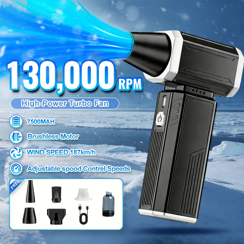 130000RPM Powerful Electric Duster Strong Winds Brushless Turbo Fan Air Blower 7500MAH Vacuum Dust Cleaner Type-C Charging Dryer
130000RPM Powerful Electric Duster Strong Winds Brushless Turbo Fan Air Blower 7500MAH Vacuum Dust Cleaner Type-C Charging Dryer