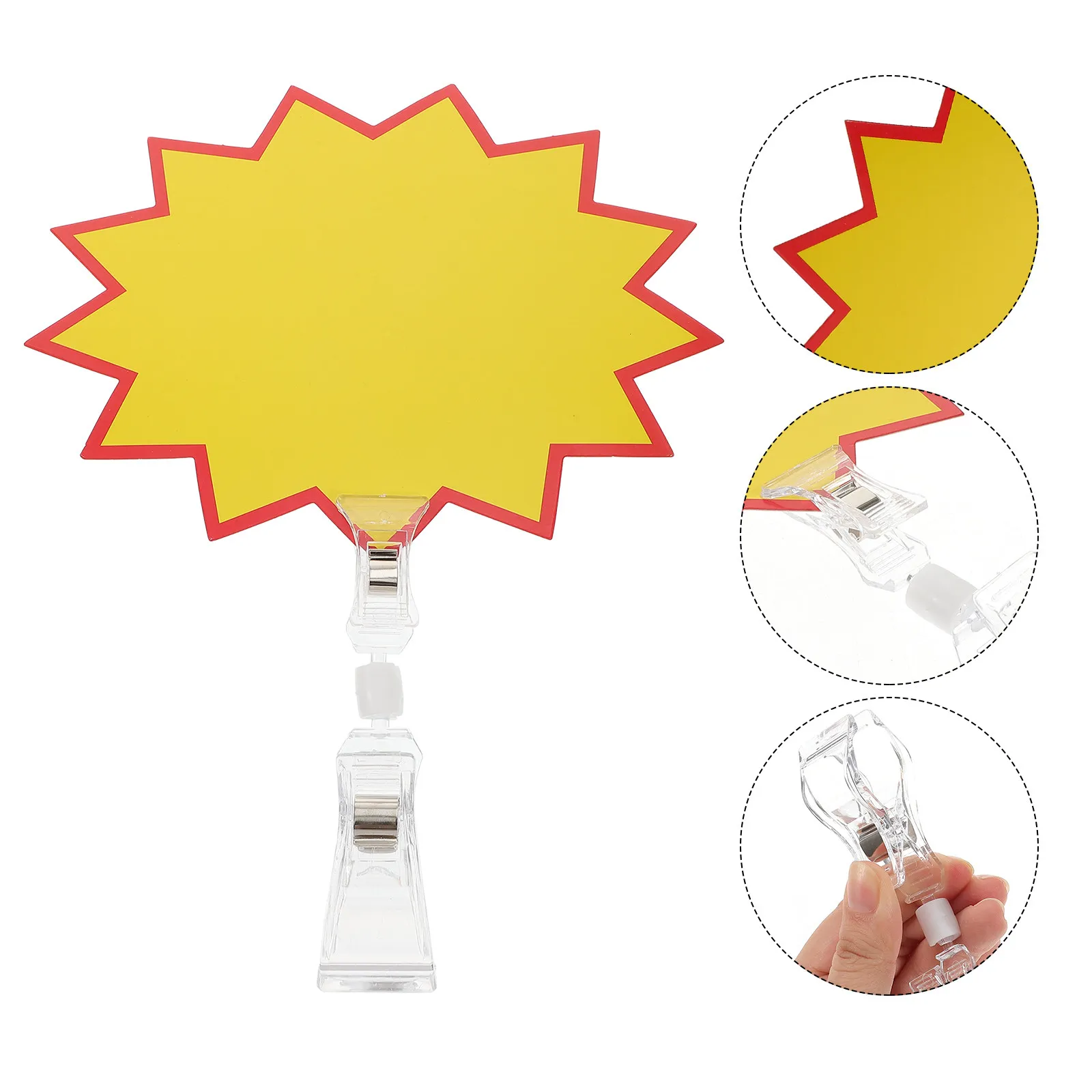 1Set Burst Shape Sale Sign Tags Bright Color Merchandise Sign Holder Price Clips for Retail Shop Supermarket Advertising Display
1Set Burst Shape Sale Sign Tags Bright Color Merchandise Sign Holder Price Clips for Retail Shop Supermarket Advertising Display