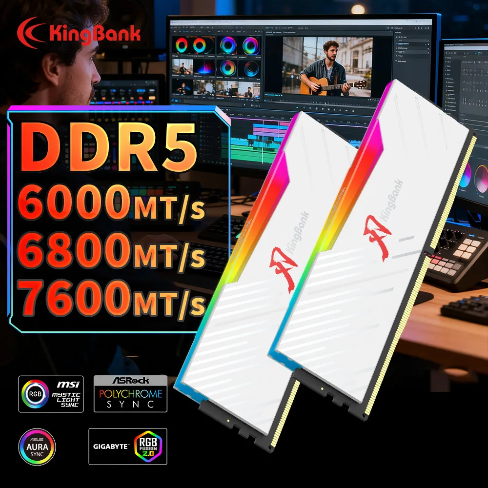 KingBank SoarBlade KRRW DDR5 RGB Series 48GB (24GBx2) 6000MHz 6800MHz 7600MHz Ram Hynix M die Memory D5L LongDIMM 288pin 1.35v
KingBank SoarBlade KRRW DDR5 RGB Series 48GB (24GBx2) 6000MHz 6800MHz 7600MHz Ram Hynix M die Memory D5L LongDIMM 288pin 1.35v