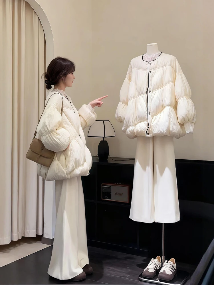 plus Size Winter Fashion Set Thickened Bread Coat Cotton Jacket Casual Pants High Waist Warm Polyester Outerwear Zipper Closure
plus Size Winter Fashion Set Thickened Bread Coat Cotton Jacket Casual Pants High Waist Warm Polyester Outerwear Zipper Closure