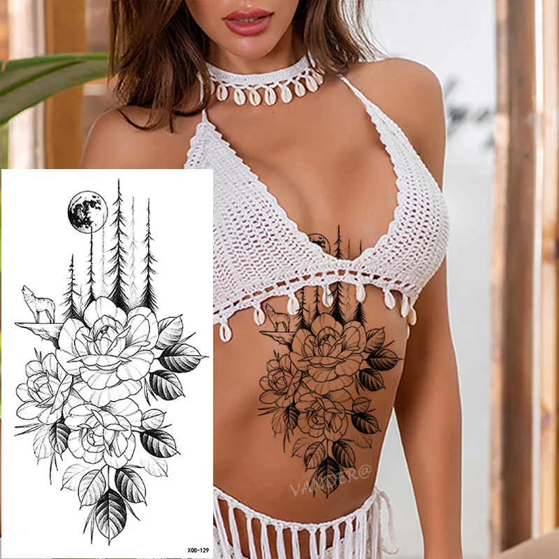 Sexy Flower Temporary Tattoos For Women Body Art Painting Arm Legs Tattoos Sticker Realistic Fake Black Rose Waterproof Tattoos
Sexy Flower Temporary Tattoos For Women Body Art Painting Arm Legs Tattoos Sticker Realistic Fake Black Rose Waterproof Tattoos