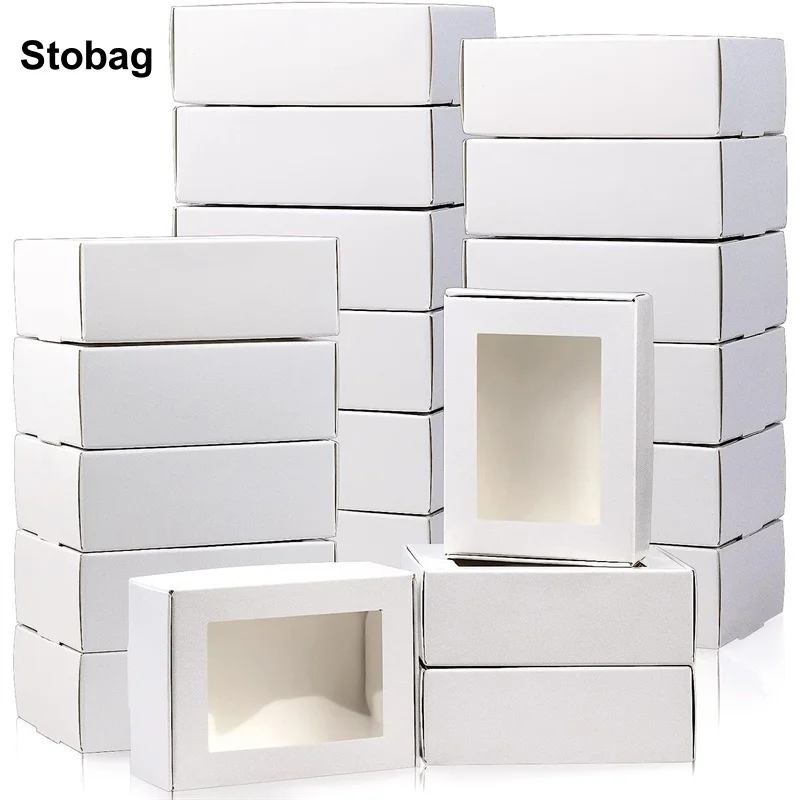 StoBag 50pcs Wholesale White/Black/Kraft Paper Gift Box with Window Packaging for Chocolate Cake Candy Storage Baking Party
StoBag 50pcs Wholesale White/Black/Kraft Paper Gift Box with Window Packaging for Chocolate Cake Candy Storage Baking Party