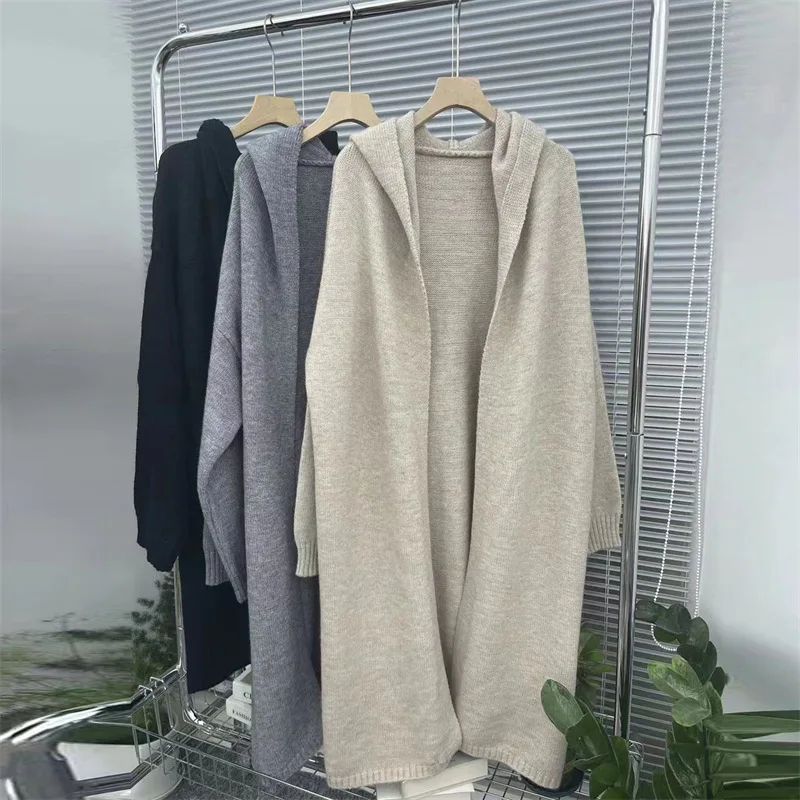 Hooded knitted cardigan sweater for women, medium length, lazy and loose fitting fashion jacket, spring/autumn 2023, new
Hooded knitted cardigan sweater for women, medium length, lazy and loose fitting fashion jacket, spring/autumn 2023, new