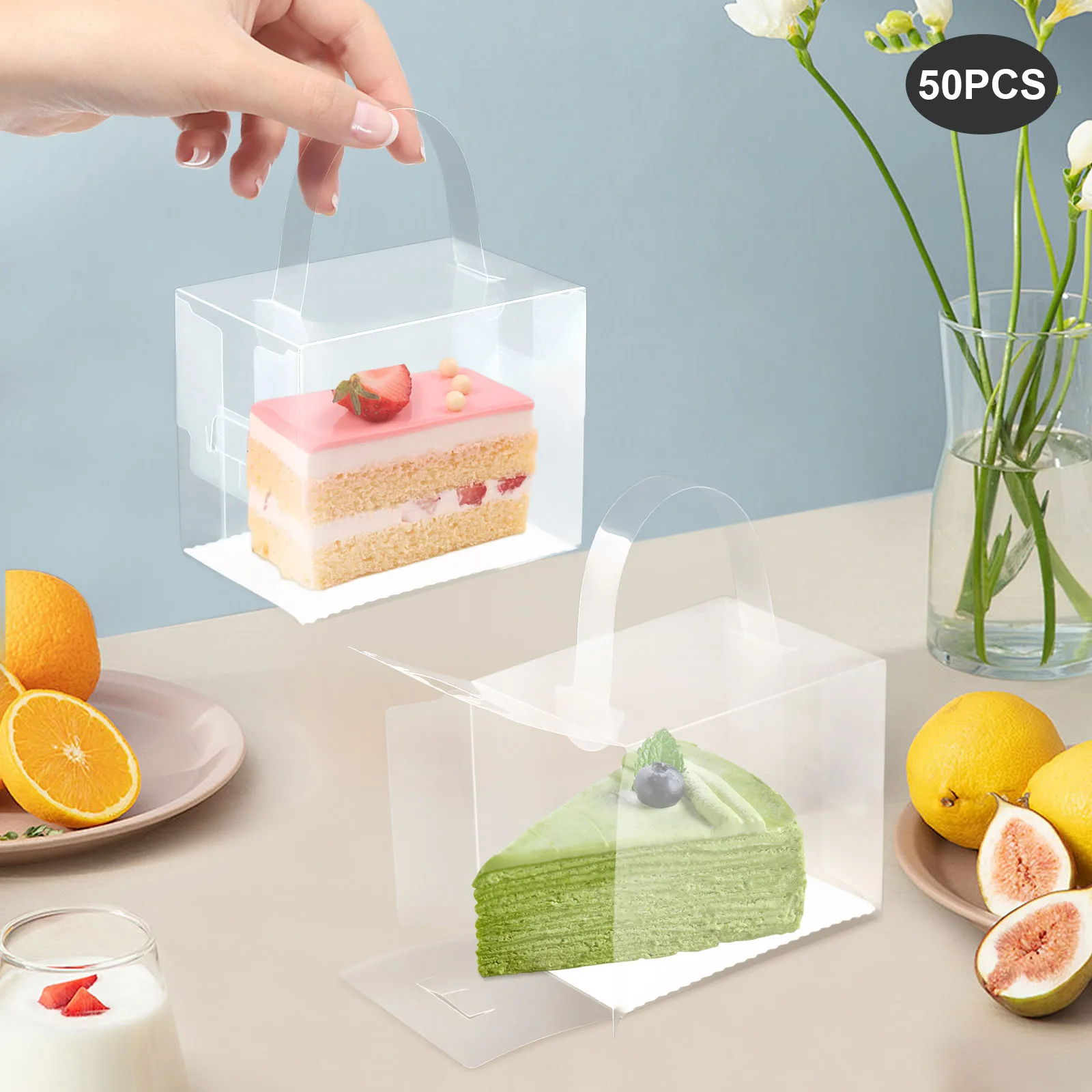 50 Pcs Clear Cake Boxes Set, Plastic Cake Carrier with Lid & Handle, Cake Carrier Box for Wedding Birthday Party Favor
50 Pcs Clear Cake Boxes Set, Plastic Cake Carrier with Lid & Handle, Cake Carrier Box for Wedding Birthday Party Favor