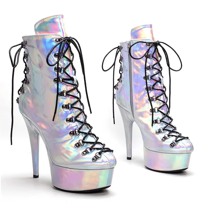 LAIJIANJINXIA New Silver Holo Upper 15CM/6Inch Women's Platform Party High Heels Boots Pole Dance shoes 008
LAIJIANJINXIA New Silver Holo Upper 15CM/6Inch Women's Platform Party High Heels Boots Pole Dance shoes 008