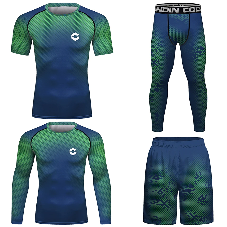 Men's Sports Suit Boxing MMA T-shirt Trousers Rashguard Workout Clothes 4-Piece Set Muay Thai Bjj Men Rash Guard Fitness Wear
Men's Sports Suit Boxing MMA T-shirt Trousers Rashguard Workout Clothes 4-Piece Set Muay Thai Bjj Men Rash Guard Fitness Wear