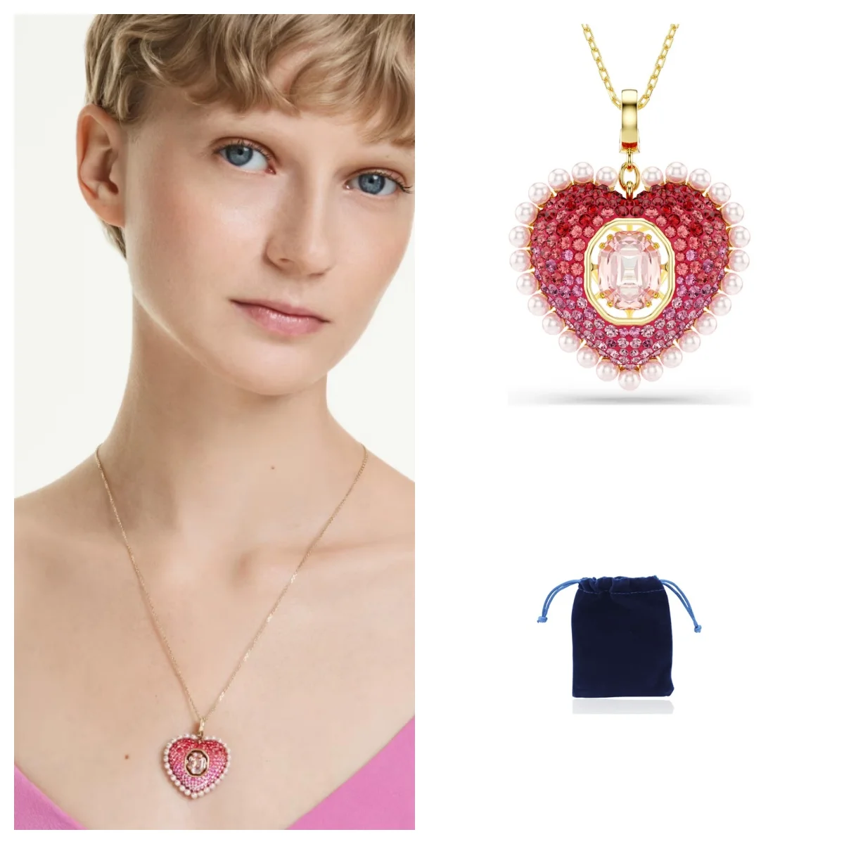 Idyllia pendant Mixed cuts, Heart, Pink, Gold-tone plated
Idyllia pendant Mixed cuts, Heart, Pink, Gold-tone plated
