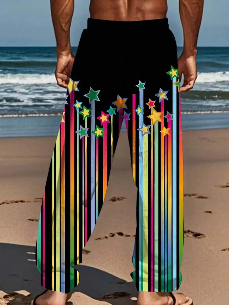 Mens 3D Print Colorful Star Pattern Loose Beach Pants Summer Casual Drawstring Trousers
Mens 3D Print Colorful Star Pattern Loose Beach Pants Summer Casual Drawstring Trousers