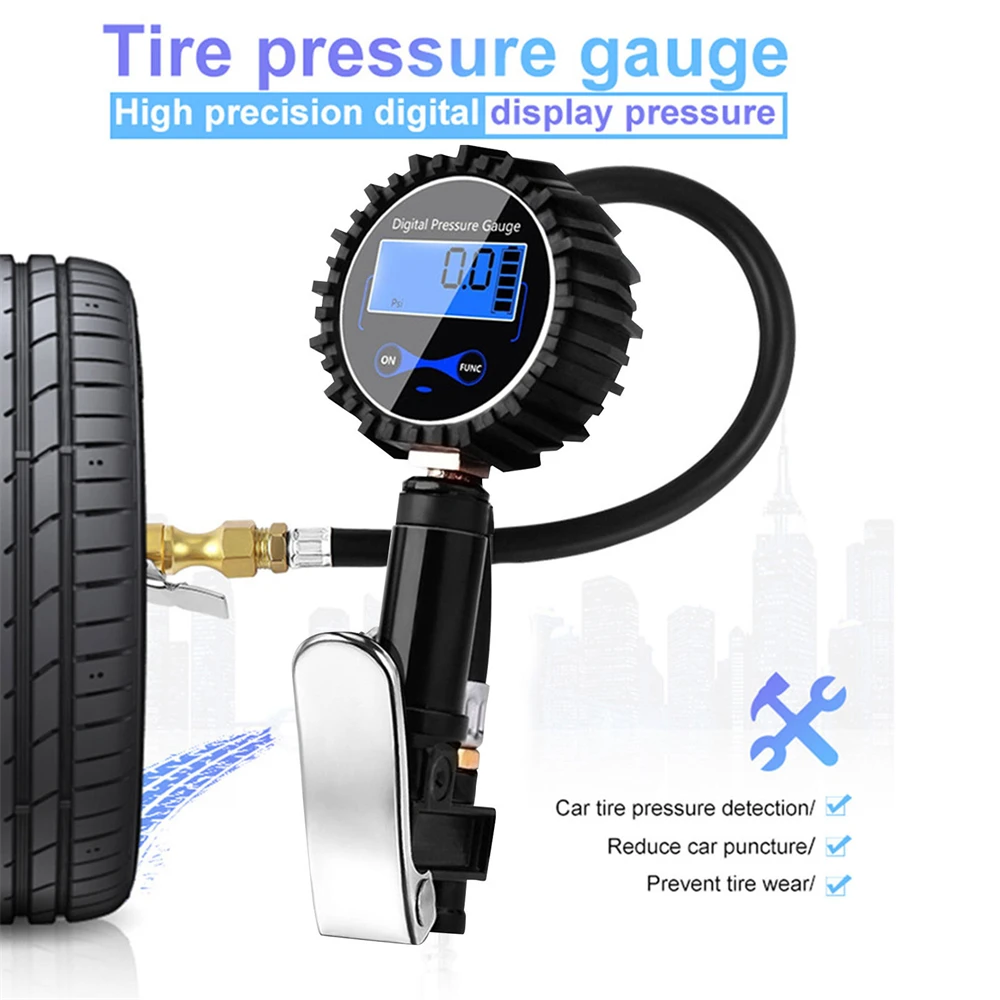 250PSI Digital Tire Pressure Inflator Gauge Aluminum Alloy Tire Pressure Gauge Air Line Clip-on Tyre for Motorcycle Bicycle Auto
250PSI Digital Tire Pressure Inflator Gauge Aluminum Alloy Tire Pressure Gauge Air Line Clip-on Tyre for Motorcycle Bicycle Auto