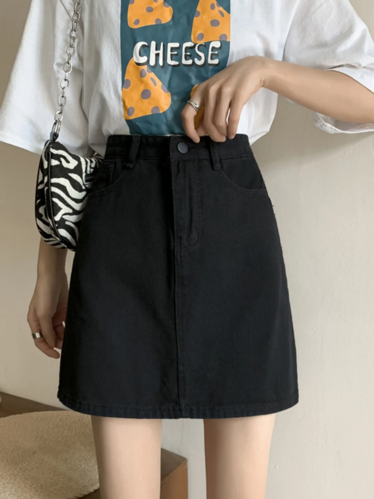 High Waist A-Line Skirt Women's Denim Black Slimming Versatile Large Size Half Body Skirt Commute Simple Style Cotton Blend
High Waist A-Line Skirt Women's Denim Black Slimming Versatile Large Size Half Body Skirt Commute Simple Style Cotton Blend