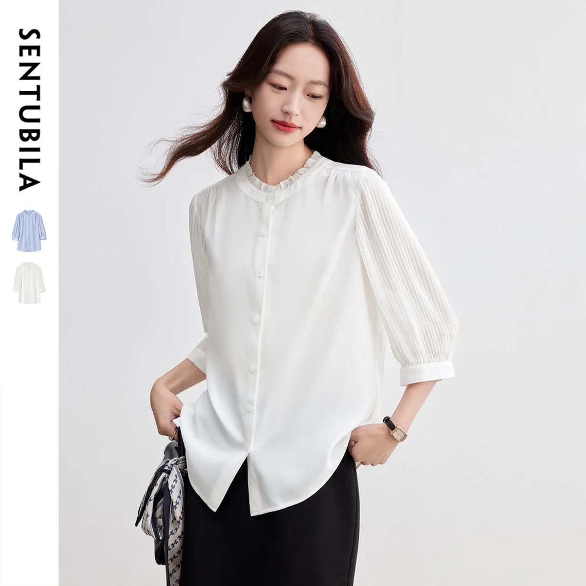 SENTUBILA Women's Chiffon Frill Blouse 2025 New Collection Summer Woman Buttoned Shirts Office Blouses Female Clothing Q52CA1999
SENTUBILA Women's Chiffon Frill Blouse 2025 New Collection Summer Woman Buttoned Shirts Office Blouses Female Clothing Q52CA1999