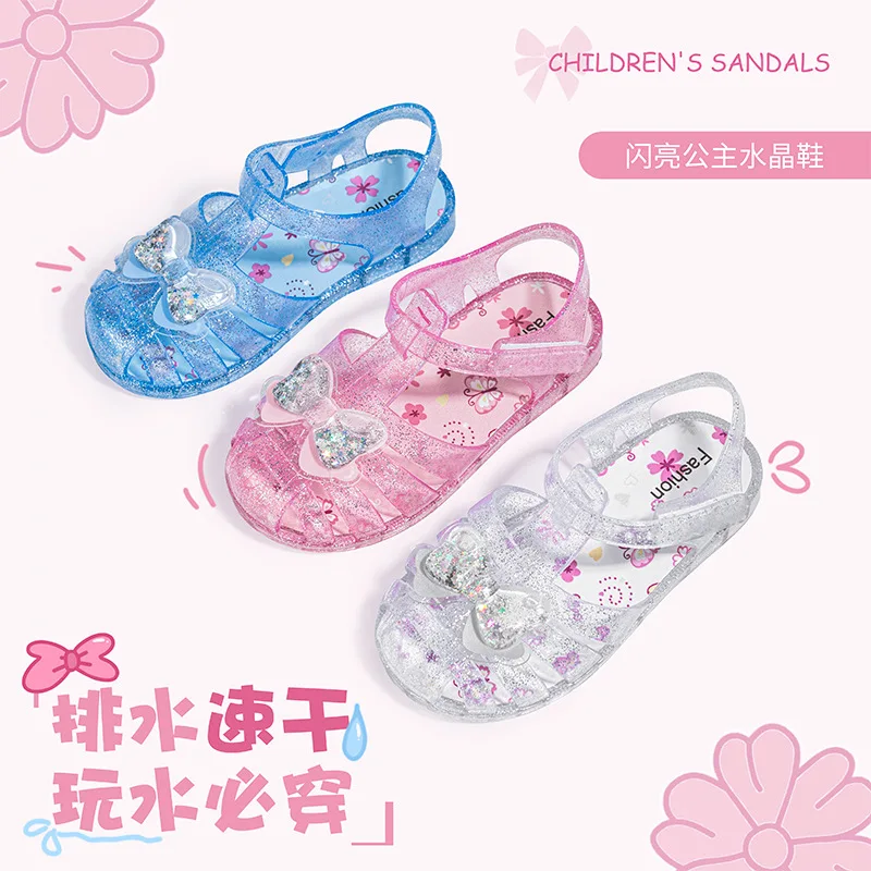 Children Soft-soled Non-slip Flat Beach Shoes Kids Single Strap Buckle Shoes Summer Girls Glitter Crystal Bow Princess Sandals
Children Soft-soled Non-slip Flat Beach Shoes Kids Single Strap Buckle Shoes Summer Girls Glitter Crystal Bow Princess Sandals