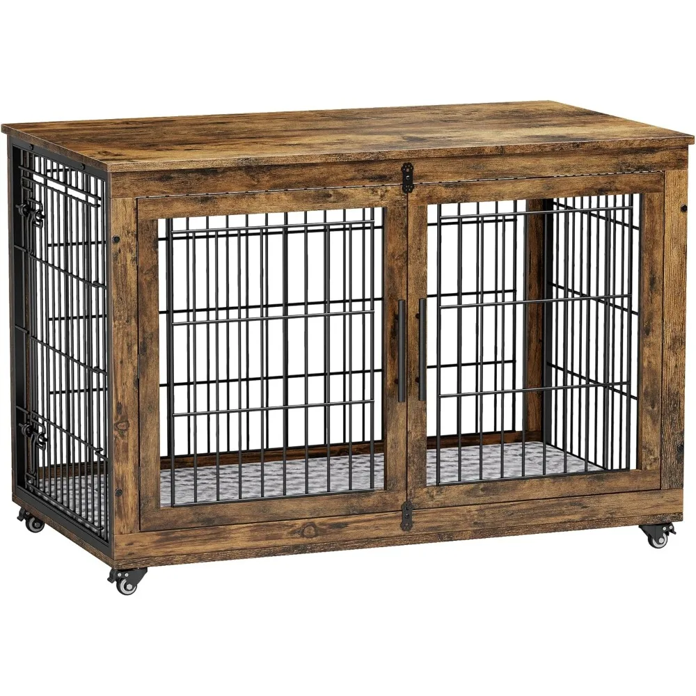 XL Wooden Dog Kennel Indoor Double Doors Dog Cage,with Cushion & Wheels, 44'' Heavy Duty Dog Crate
XL Wooden Dog Kennel Indoor Double Doors Dog Cage,with Cushion & Wheels, 44'' Heavy Duty Dog Crate