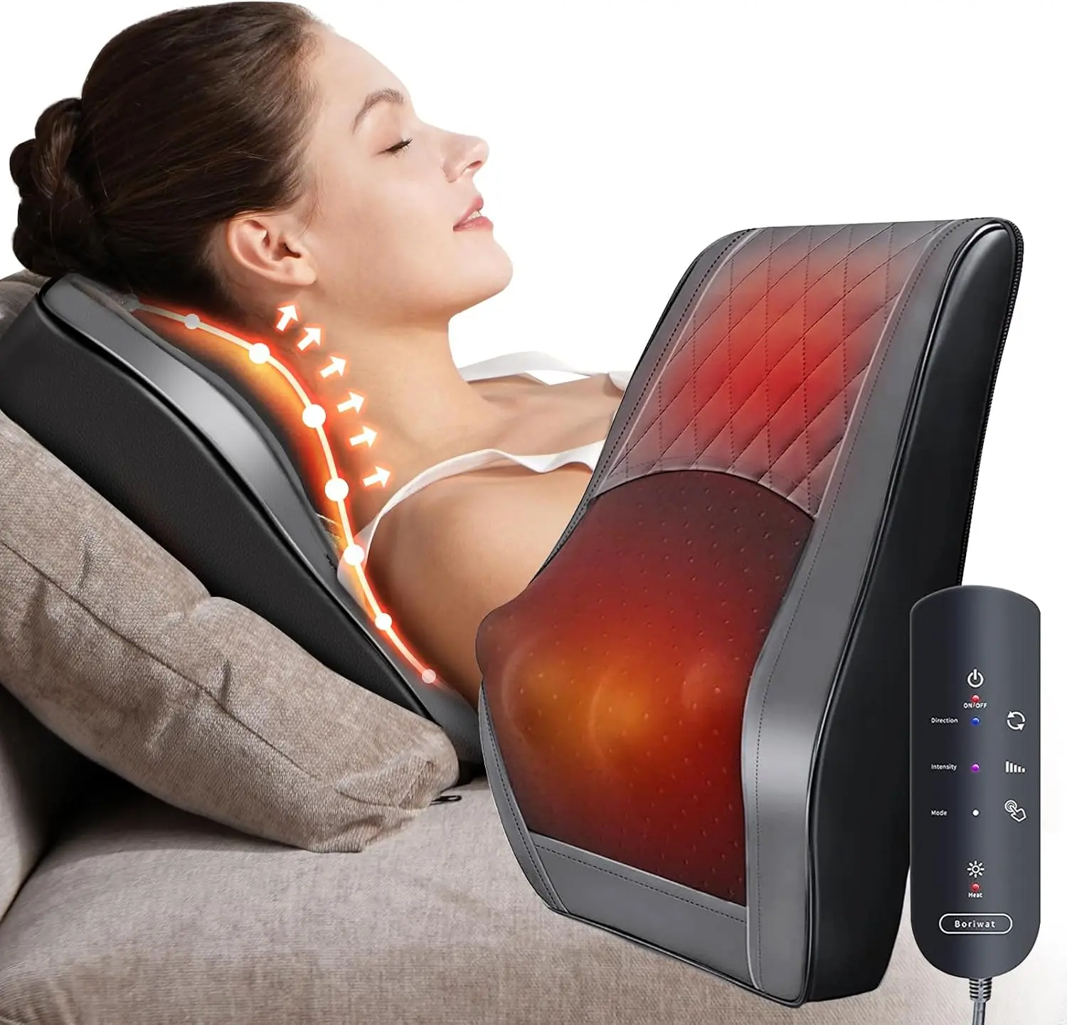 Heated Neck and Back Massage Pillow with 3D Kneading - Pain Relief for Shoulders, Legs - Perfect Home, Office, Car Relaxation
Heated Neck and Back Massage Pillow with 3D Kneading - Pain Relief for Shoulders, Legs - Perfect Home, Office, Car Relaxation