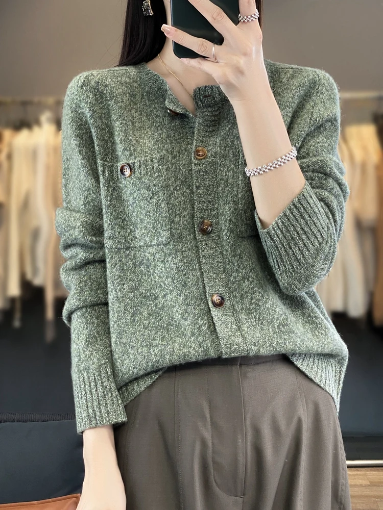 Addonee Women Sweater Autumn Winter O-neck Cardigan 100% Merino Wool Soft Cashmere Knitted Coat Office Lady Grace Clothing Tops
Addonee Women Sweater Autumn Winter O-neck Cardigan 100% Merino Wool Soft Cashmere Knitted Coat Office Lady Grace Clothing Tops