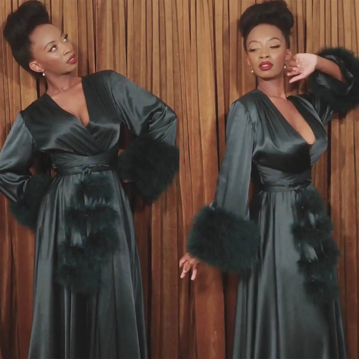 2025 New Black Luxury Silk Bride Sleepwear Robes Feather Long Sleeve Customized Royal Women Sleepwear Sweep Train Pajamas Dress
2025 New Black Luxury Silk Bride Sleepwear Robes Feather Long Sleeve Customized Royal Women Sleepwear Sweep Train Pajamas Dress