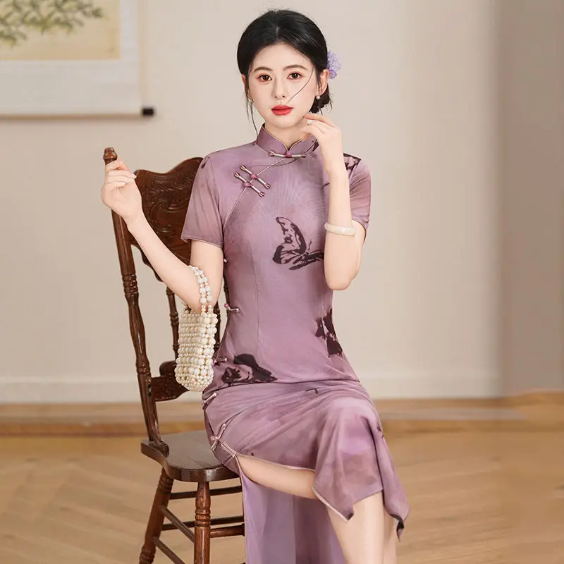 Purple New Chinese Style Printed Butterfly Long Cheongsam Improved for Young Women Summer 2026 Qipao Dress
Purple New Chinese Style Printed Butterfly Long Cheongsam Improved for Young Women Summer 2026 Qipao Dress