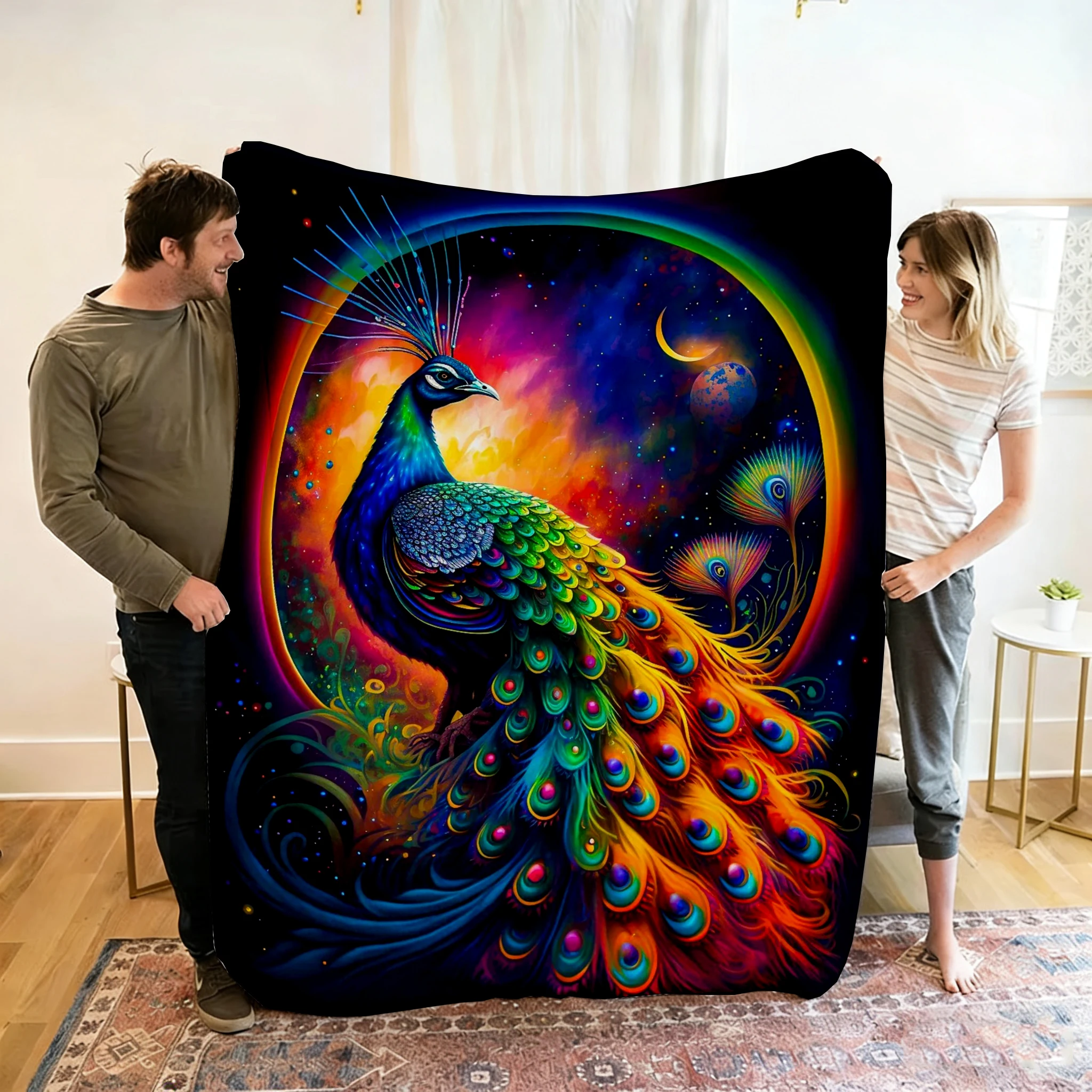 1pc Warm Peacock Series Blanket Flannel Throw Blanket for Sofa, Bed, Travel, Camping, Livingroom, Office, Couch, Chair, And Bed
1pc Warm Peacock Series Blanket Flannel Throw Blanket for Sofa, Bed, Travel, Camping, Livingroom, Office, Couch, Chair, And Bed