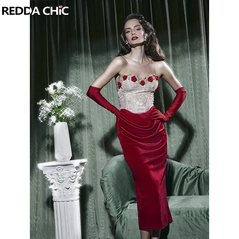REDDACHiC Retro Elegant Party Dress without Gloves Rose Corset Gold Jacquard Velvet Midi Dress Women Wedding Party Evening Gown
REDDACHiC Retro Elegant Party Dress without Gloves Rose Corset Gold Jacquard Velvet Midi Dress Women Wedding Party Evening Gown