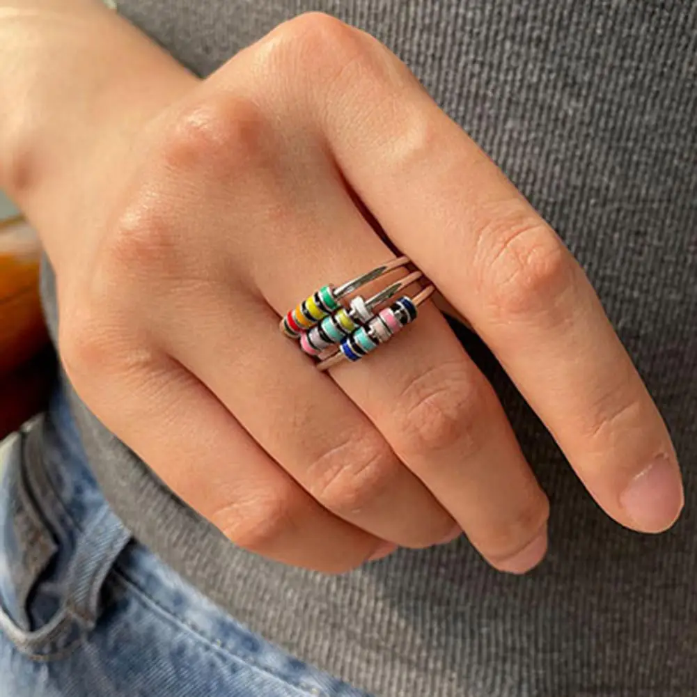 Unisex Open Ring Adjustable Anxiety Relief with Enamel Bead Opening Decoration Accessory Stacking Spinning Ring
Unisex Open Ring Adjustable Anxiety Relief with Enamel Bead Opening Decoration Accessory Stacking Spinning Ring