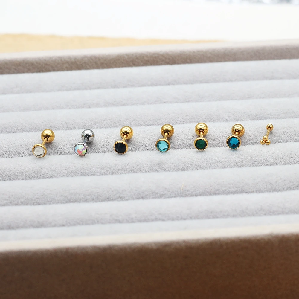 Suit For Sleepping Stainless Steel Screw-Back Stud Earrings Anti-Allergy 20G Colorful Stone Beauty Jewelry For Women Men
Suit For Sleepping Stainless Steel Screw-Back Stud Earrings Anti-Allergy 20G Colorful Stone Beauty Jewelry For Women Men