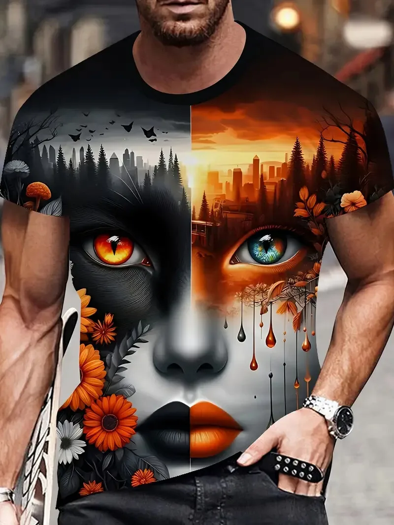 New Fashion Funny Men's T-shirt 3D Face Printing Summer Casual Round Neck Short Sleeve Pullover Outdoor T-shirt
New Fashion Funny Men's T-shirt 3D Face Printing Summer Casual Round Neck Short Sleeve Pullover Outdoor T-shirt