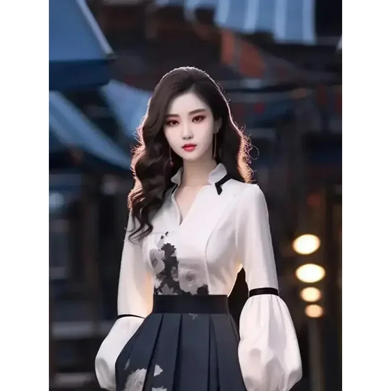 qq78Request7Women's Set Long Sleeved Blouse Top Autumn Spring High End Chinese Elegant Temperament Goddess Show Thin Print Skirt
qq78Request7Women's Set Long Sleeved Blouse Top Autumn Spring High End Chinese Elegant Temperament Goddess Show Thin Print Skirt