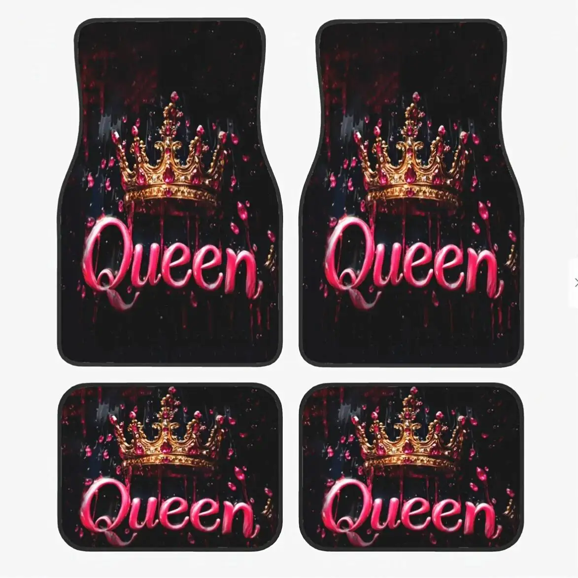 4pcs Fashion Queen Crown Pattern Car Mats Suitable for Cars and SUVs Black with Pink Accents Automotive Interior Accessories
4pcs Fashion Queen Crown Pattern Car Mats Suitable for Cars and SUVs Black with Pink Accents Automotive Interior Accessories