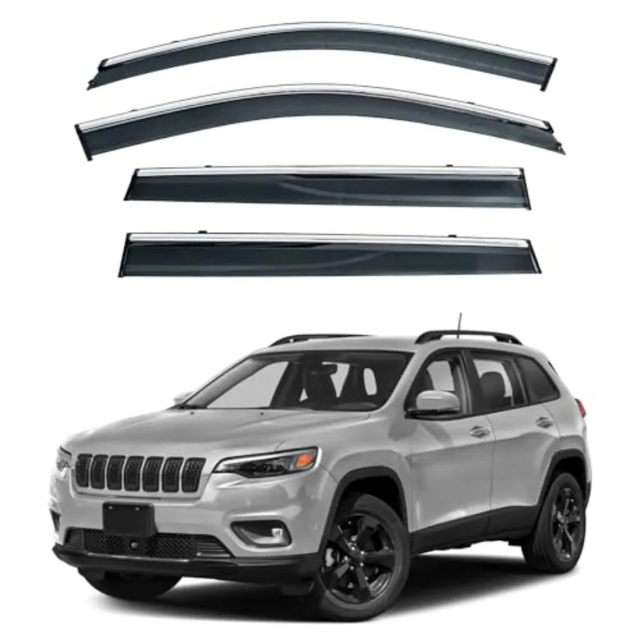 4pcs Smoke Tint with Chrome Trim Outside Mount Tape On/Clip On Style PVC Sun Rain Guard Vent Window Visors Compatible with 14-2
4pcs Smoke Tint with Chrome Trim Outside Mount Tape On/Clip On Style PVC Sun Rain Guard Vent Window Visors Compatible with 14-2
