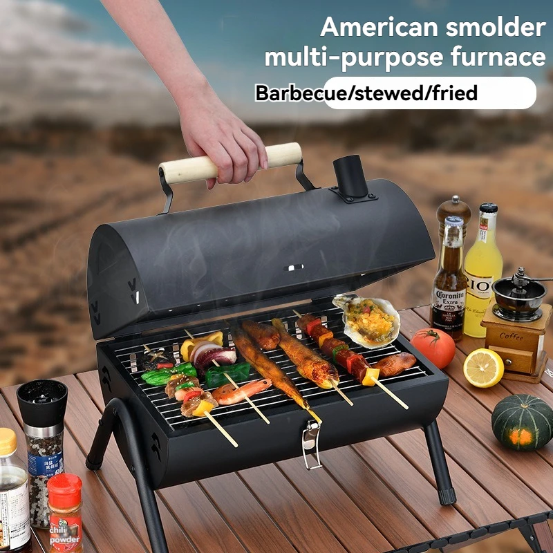 Portable Handheld Barbecue Grill with Chimney Double-sided Mini BBQ Stove for Outdoor Courtyard Camping Home Use
Portable Handheld Barbecue Grill with Chimney Double-sided Mini BBQ Stove for Outdoor Courtyard Camping Home Use