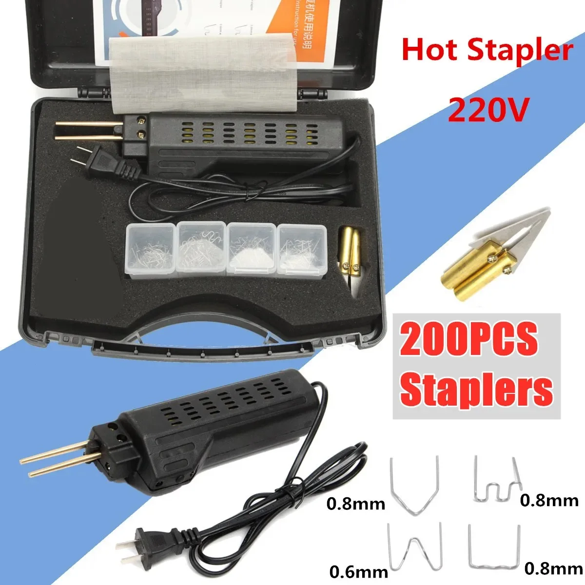 Car Bumper Dashboard Repair Tool Welding Repair Kit Welder Gun Repair Motorcycle Plastic Hot Staplers with 200 Staple
Car Bumper Dashboard Repair Tool Welding Repair Kit Welder Gun Repair Motorcycle Plastic Hot Staplers with 200 Staple