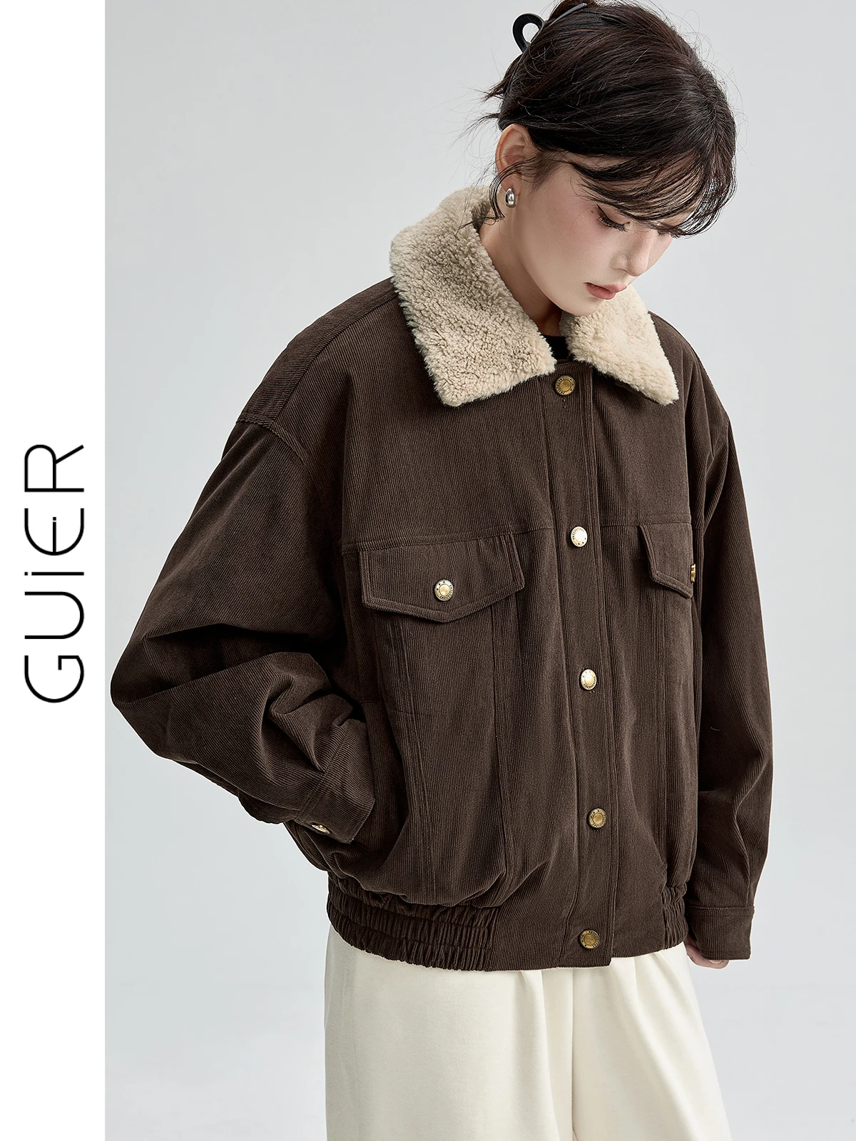Guier Retro Corduroy Jaet Women's Winter plus Size Slimming Fce Lined Versatile Faionable Long Sve Button up Coat
Guier Retro Corduroy Jaet Women's Winter plus Size Slimming Fce Lined Versatile Faionable Long Sve Button up Coat