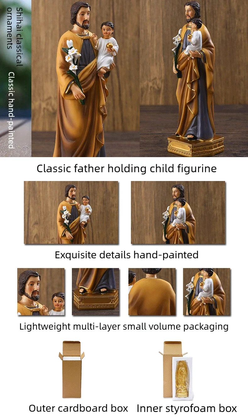 Saint Joseph Holding Baby Jesus Statues Religious Figurines Resin Models Sculpture Desktop Decoration Office Church Decoration
Saint Joseph Holding Baby Jesus Statues Religious Figurines Resin Models Sculpture Desktop Decoration Office Church Decoration