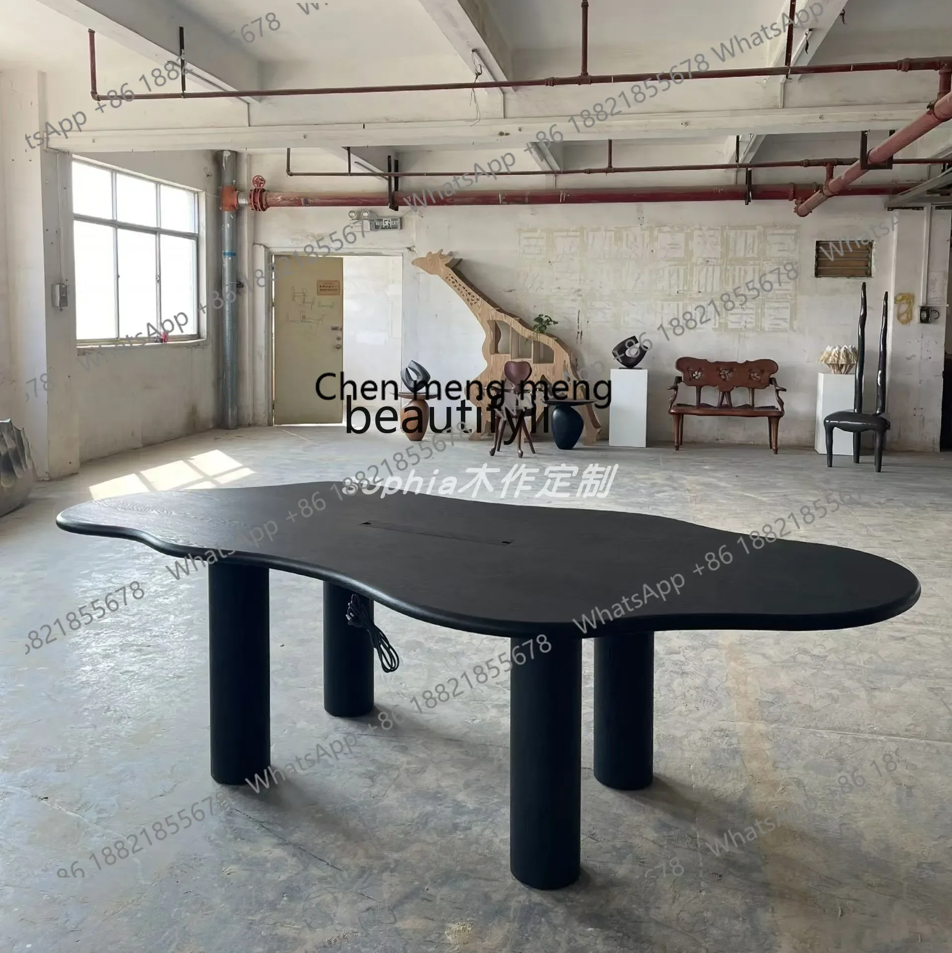 17832 Nordic cream wabi style solid wood dining table, irregular designer tea table black creative
17832 Nordic cream wabi style solid wood dining table, irregular designer tea table black creative