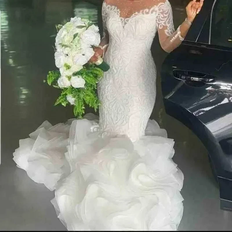 Customized Shinny Heavy Sequins Beads Wedding Dress Robe De Mariée Long Sleeves Cascading Ruffles Bridal Gown
Customized Shinny Heavy Sequins Beads Wedding Dress Robe De Mariée Long Sleeves Cascading Ruffles Bridal Gown
