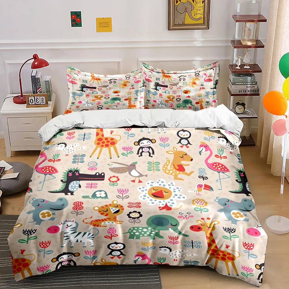 3Pcs African Safari Bedding Set, Whimsical Giraffe, Elephant and Flamingo Print Duvet Cover, Playful Style
3Pcs African Safari Bedding Set, Whimsical Giraffe, Elephant and Flamingo Print Duvet Cover, Playful Style