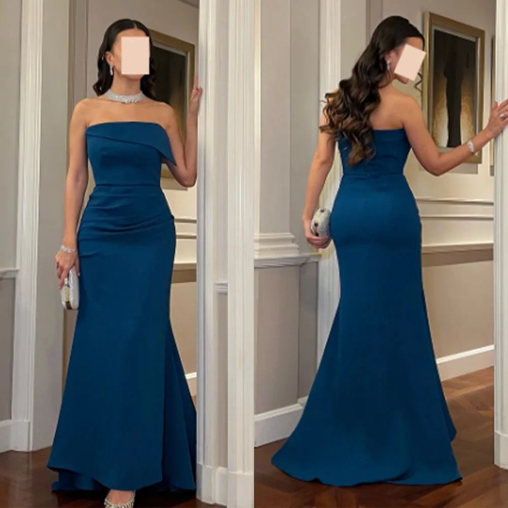 High Quality Customized Ankle Length Strapless Blue Sleeveless A-line Women Backless Zipper Vestidos Para Bodas Mujer Invitada
High Quality Customized Ankle Length Strapless Blue Sleeveless A-line Women Backless Zipper Vestidos Para Bodas Mujer Invitada