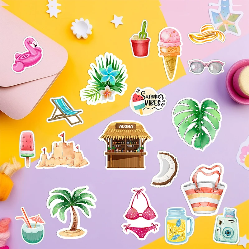 50PCS Summer Fresh And Clean Holiday Beach Stickers Cartoon Aesthetic Stationery Luggage Phone Laptop Guitar Decoration Decals
50PCS Summer Fresh And Clean Holiday Beach Stickers Cartoon Aesthetic Stationery Luggage Phone Laptop Guitar Decoration Decals