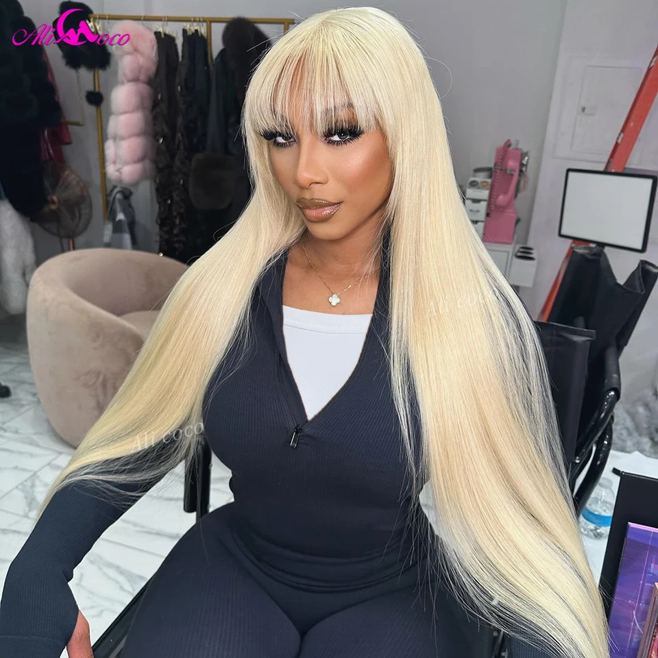 613 Blonde Colored With Bangs 13x6 Lace Front Wigs Human Hair Transparent 13x4 Lace Straight Wigs 180 Density For Women
613 Blonde Colored With Bangs 13x6 Lace Front Wigs Human Hair Transparent 13x4 Lace Straight Wigs 180 Density For Women