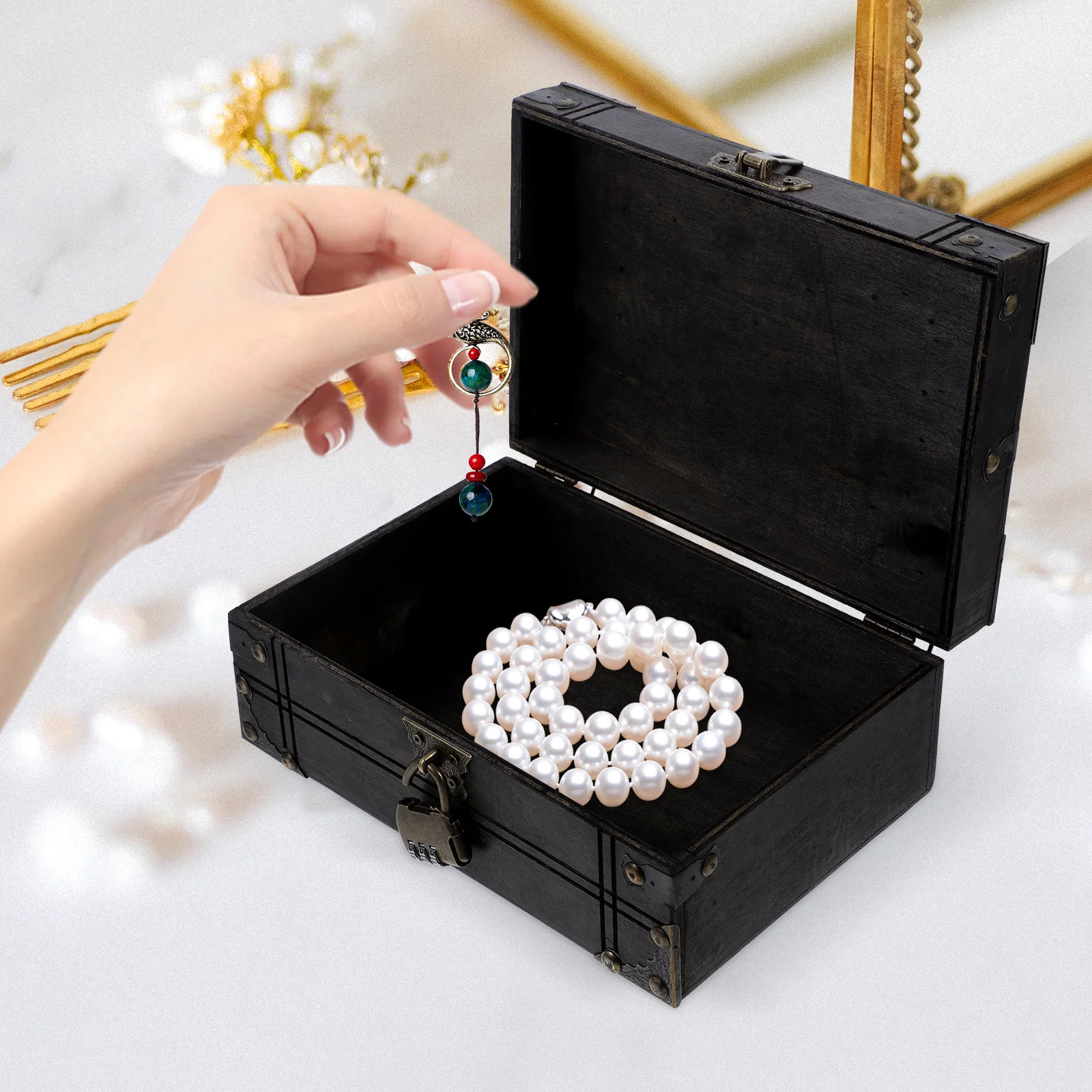 Vintage Wooden Storage Box Retro Treasure Chest for Jewelry Keepsakes Trinket Organizer Small Decorative Case Wood Storage Chest
Vintage Wooden Storage Box Retro Treasure Chest for Jewelry Keepsakes Trinket Organizer Small Decorative Case Wood Storage Chest