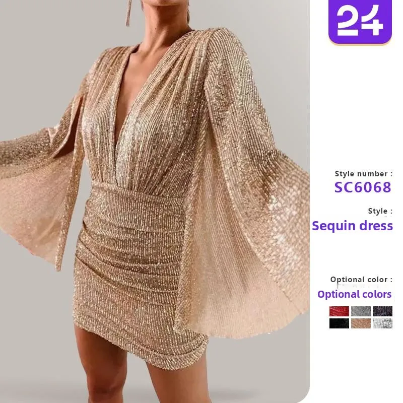 Сексуальное облегающее платье с v-образным вырезом и пайетками, вечернее платье с нерегулярным подолом в стиле ретро, длинное свековое платье со средней талией для пар KTV
Сексуальное облегающее платье с v-образным вырезом и пайетками, вечернее платье с нерегулярным подолом в стиле ретро, длинное свековое платье со средней талией для пар KTV