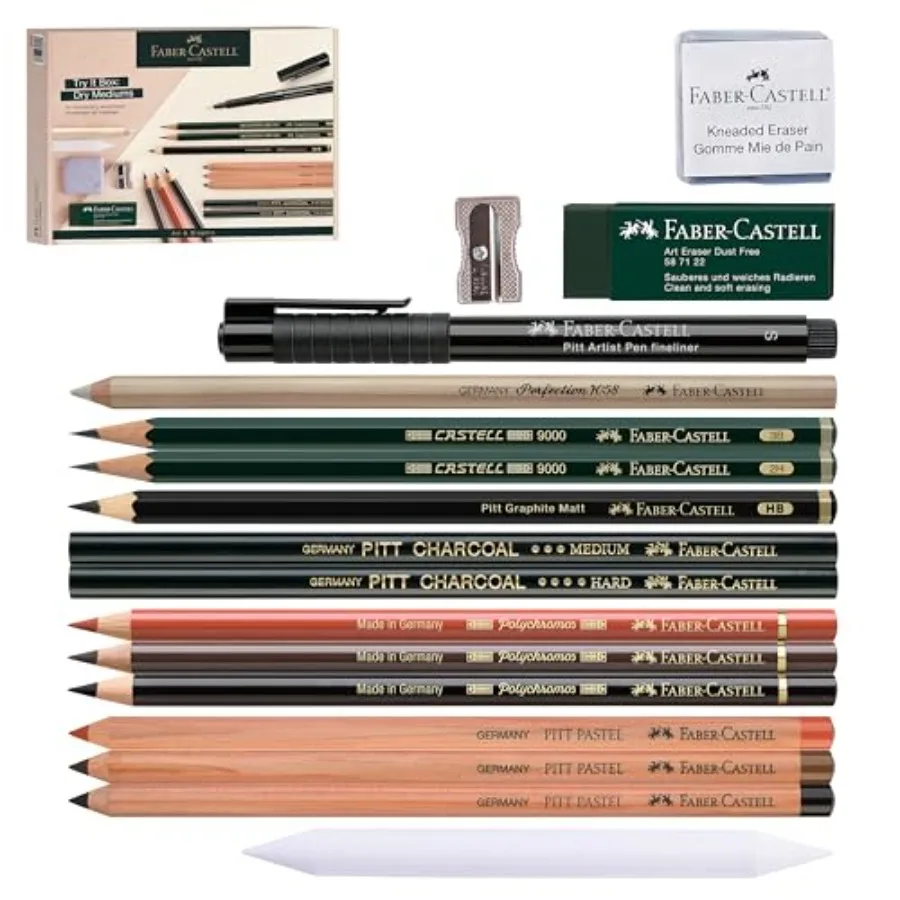 Try It Box: Dry Mediums - 17 Piece Sketching Drawing Art Set with featuring Colored Pencils Graphite Pencils Charcoal Pencils P
Try It Box: Dry Mediums - 17 Piece Sketching Drawing Art Set with featuring Colored Pencils Graphite Pencils Charcoal Pencils P