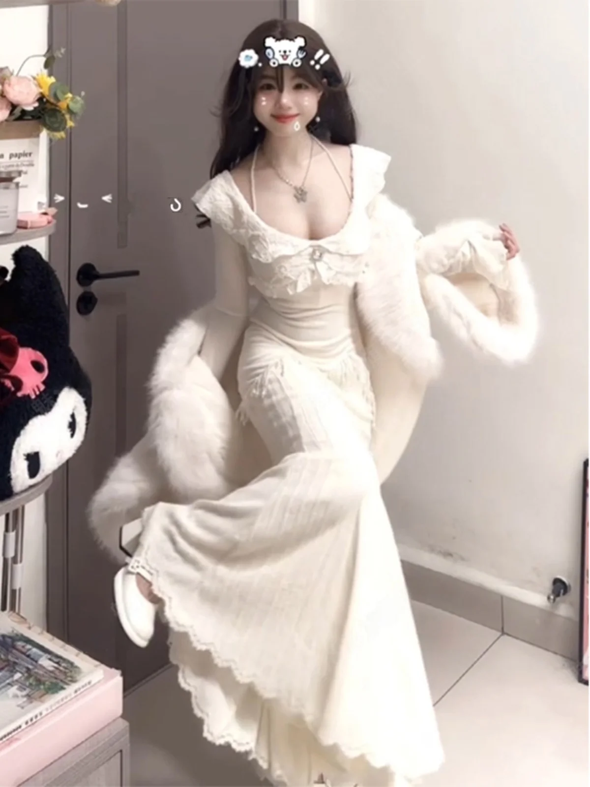 Korean Style Lace Long Sleeve Dress Women's Autumn Winter New Waist Cinching Slimming Sexy Girl Wrap around Fish Tail Long Dress
Korean Style Lace Long Sleeve Dress Women's Autumn Winter New Waist Cinching Slimming Sexy Girl Wrap around Fish Tail Long Dress