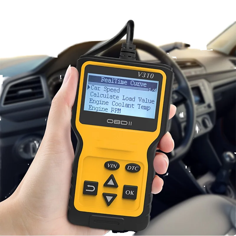 V310 Black OBDII Auto Code Reader Universal Car Diagnostic Scan Tool with 35ma Fault Detector
V310 Black OBDII Auto Code Reader Universal Car Diagnostic Scan Tool with 35ma Fault Detector
